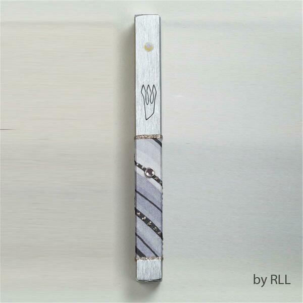 Rite Lite Decorated Aluminum Mezuzah  in.Purple Horizon in. - 5.5 in. MZEB-904-P